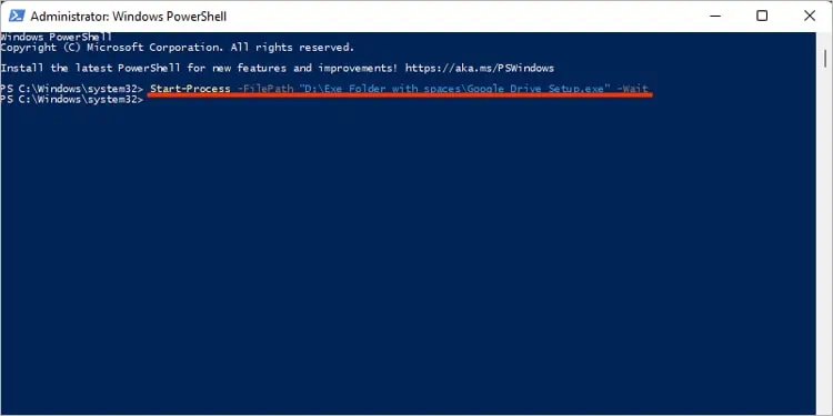So führen Sie Exe in Powershell aus