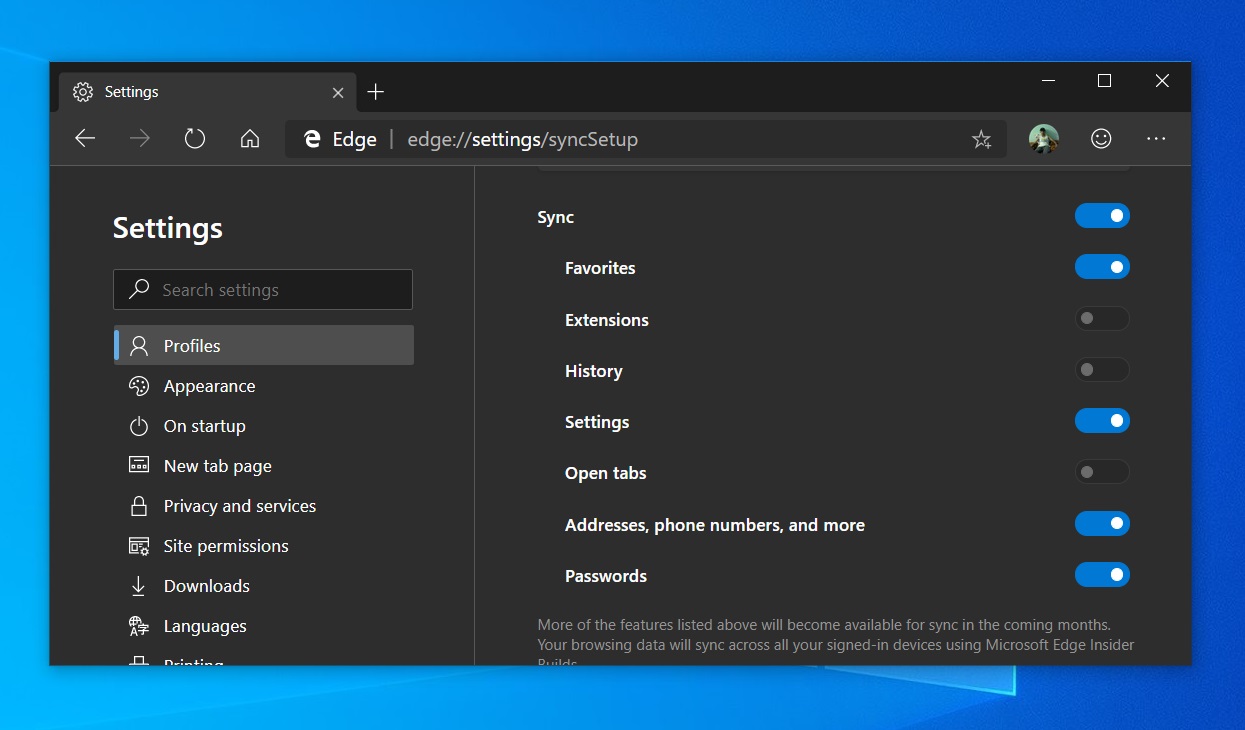 Microsoft menguji fitur sinkronisasi baru untuk Edge Canary di Windows 10