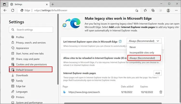 Microsoft Edgeで互換モードを使用する方法
