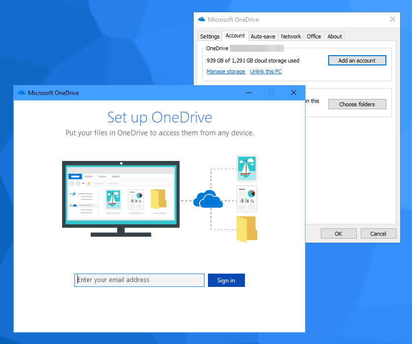 Use OneDrive con su cuenta de Microsoft y Office 365 en Windows 10