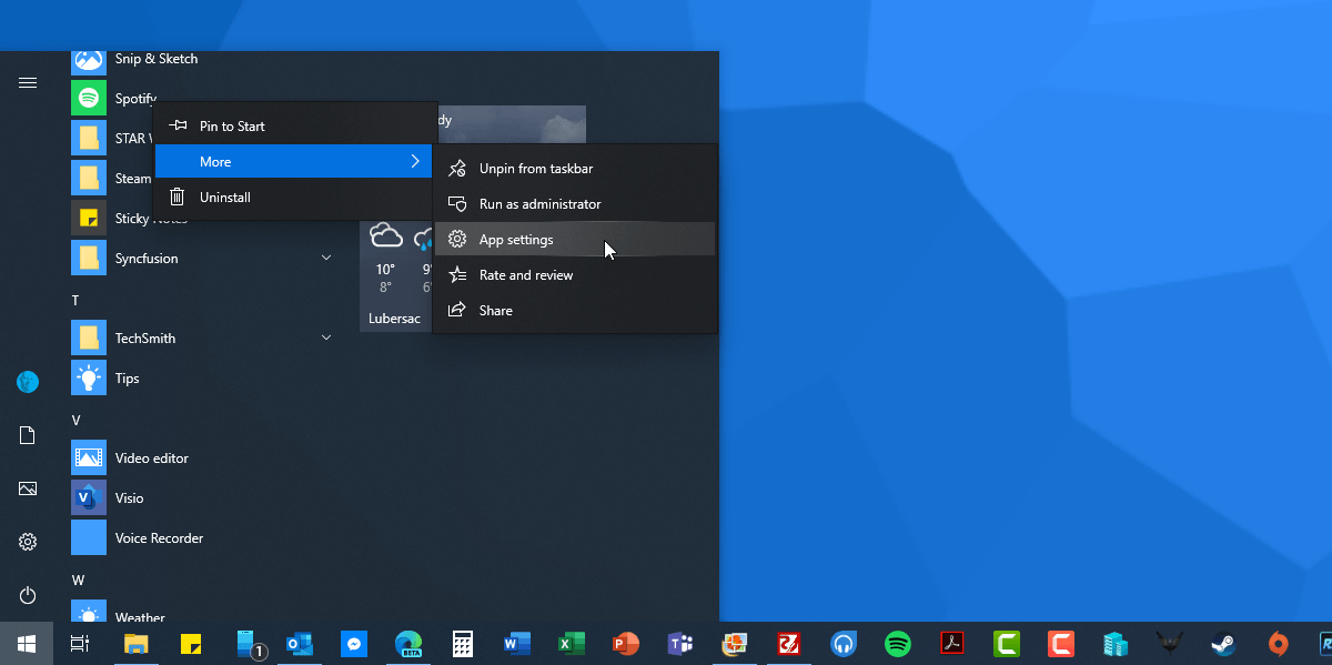Reparar y restablecer aplicaciones de la tienda en Windows 10