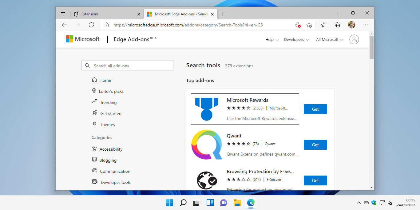 Agregar y administrar extensiones del navegador en el borde en Windows 11