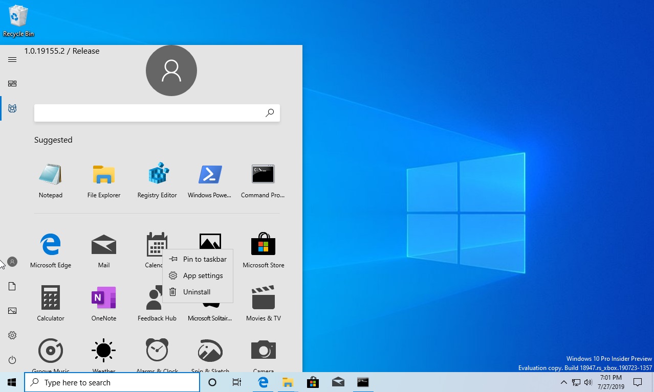 Práctica con el nuevo menú Inicio en Windows 10 20H1
