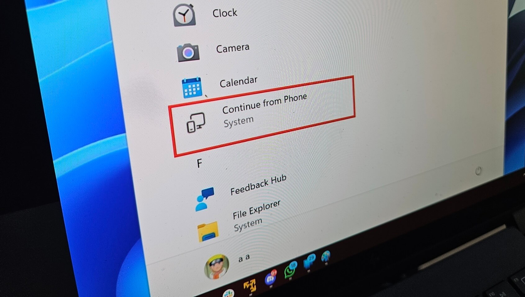 Windows 11 prueba la característica similar a la transferencia de Apple para WhatsApp y Spotify con Android