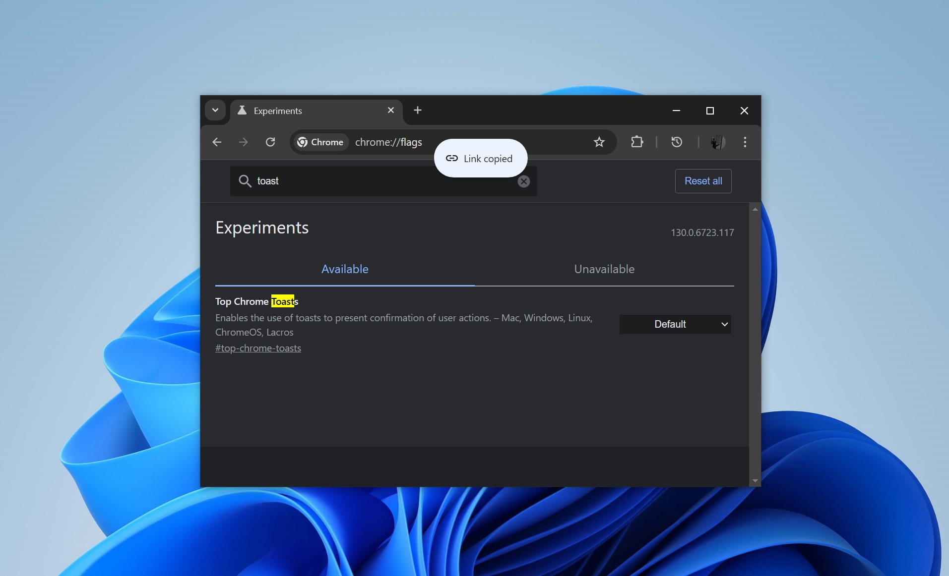 Desactive la molesta "Imagen copiada, "Enlace copiado" de Chrome en Windows