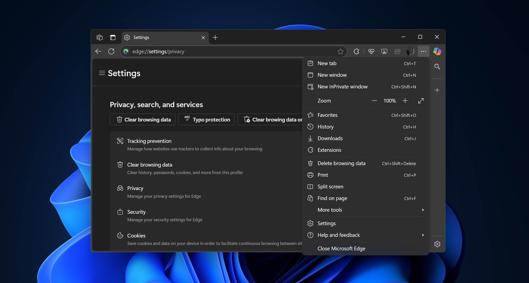 Microsoft Edge está recortando el menú de tres puntos después de hincharlo en Windows 11/10