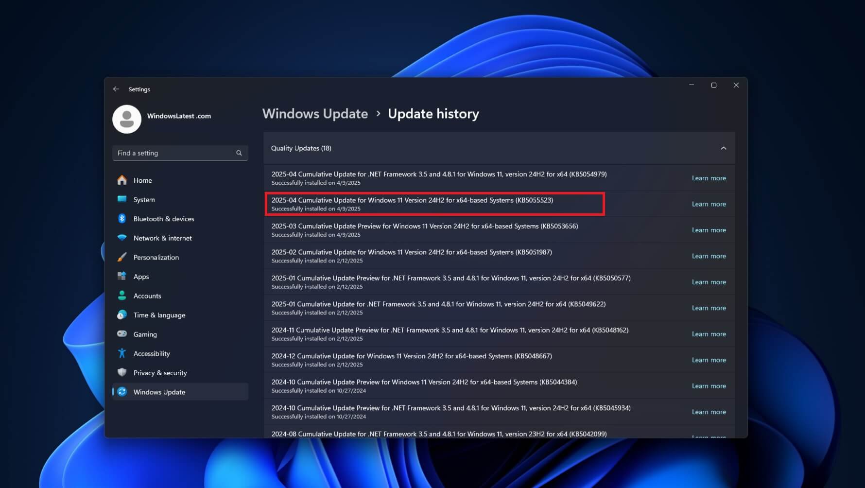 La instalación de Windows 11 KB5055523 falla, Windows Hello no funciona (abril de 2025 problemas de actualización)