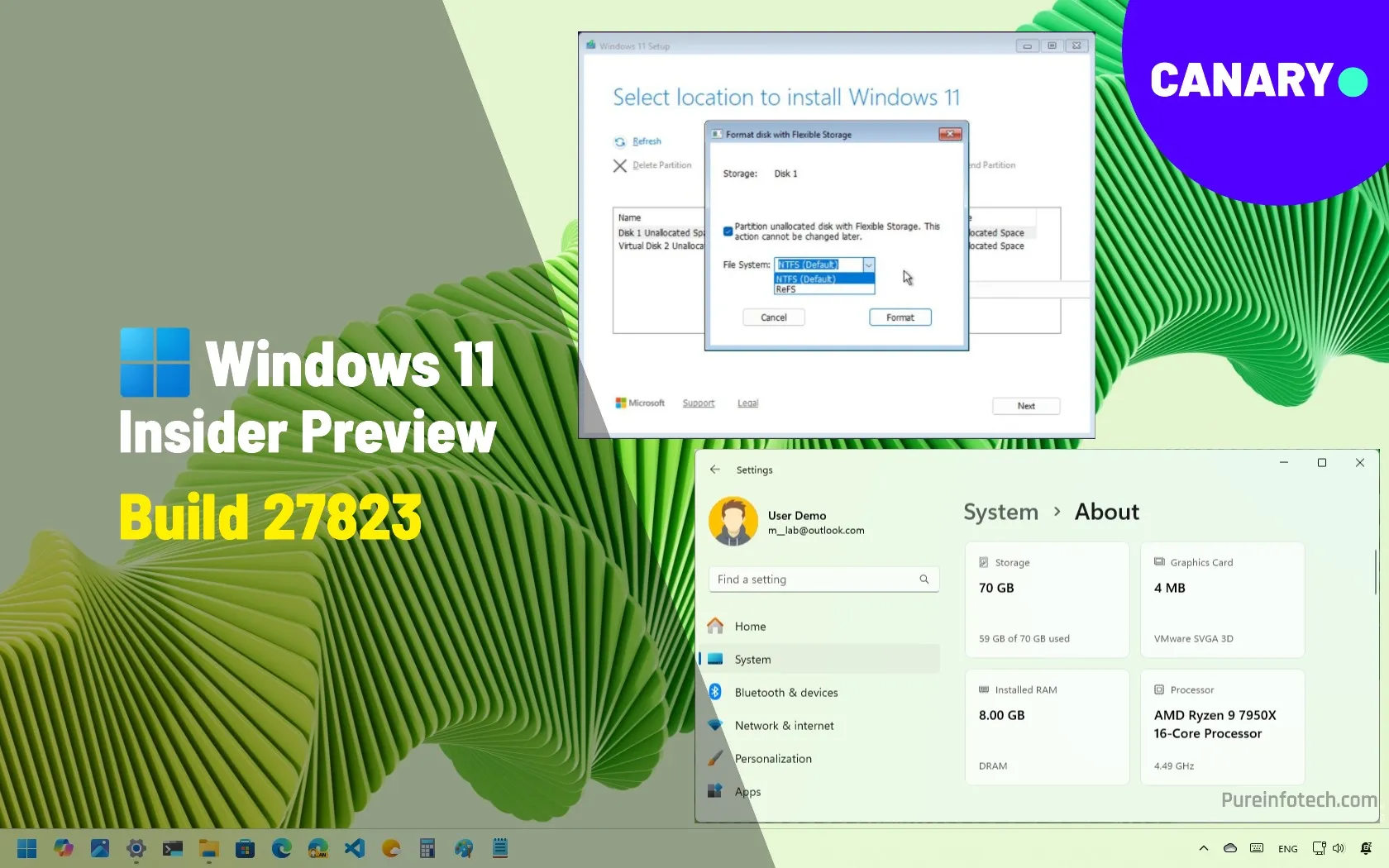 Build 27823 para Windows 11 trae especificaciones de GPU a la configuración en Canary Channel