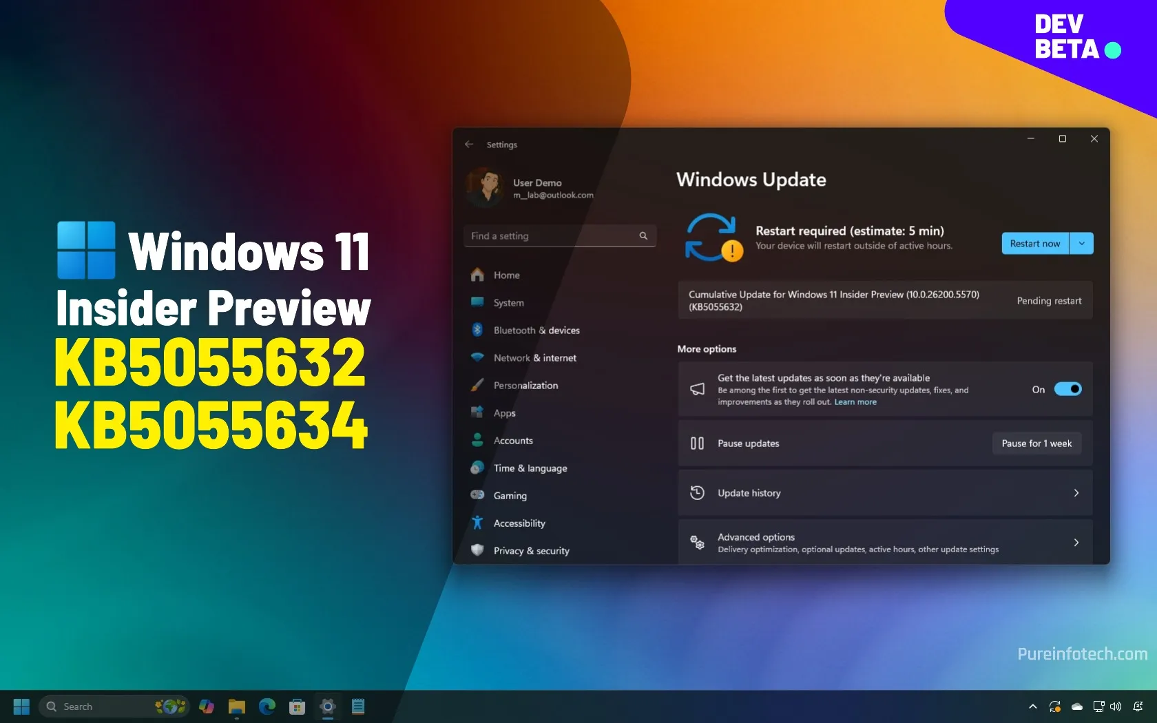 Windows 11 construye 26200.5570 y 26120.3941 Cambios visuales de despliegue en los canales dev y beta