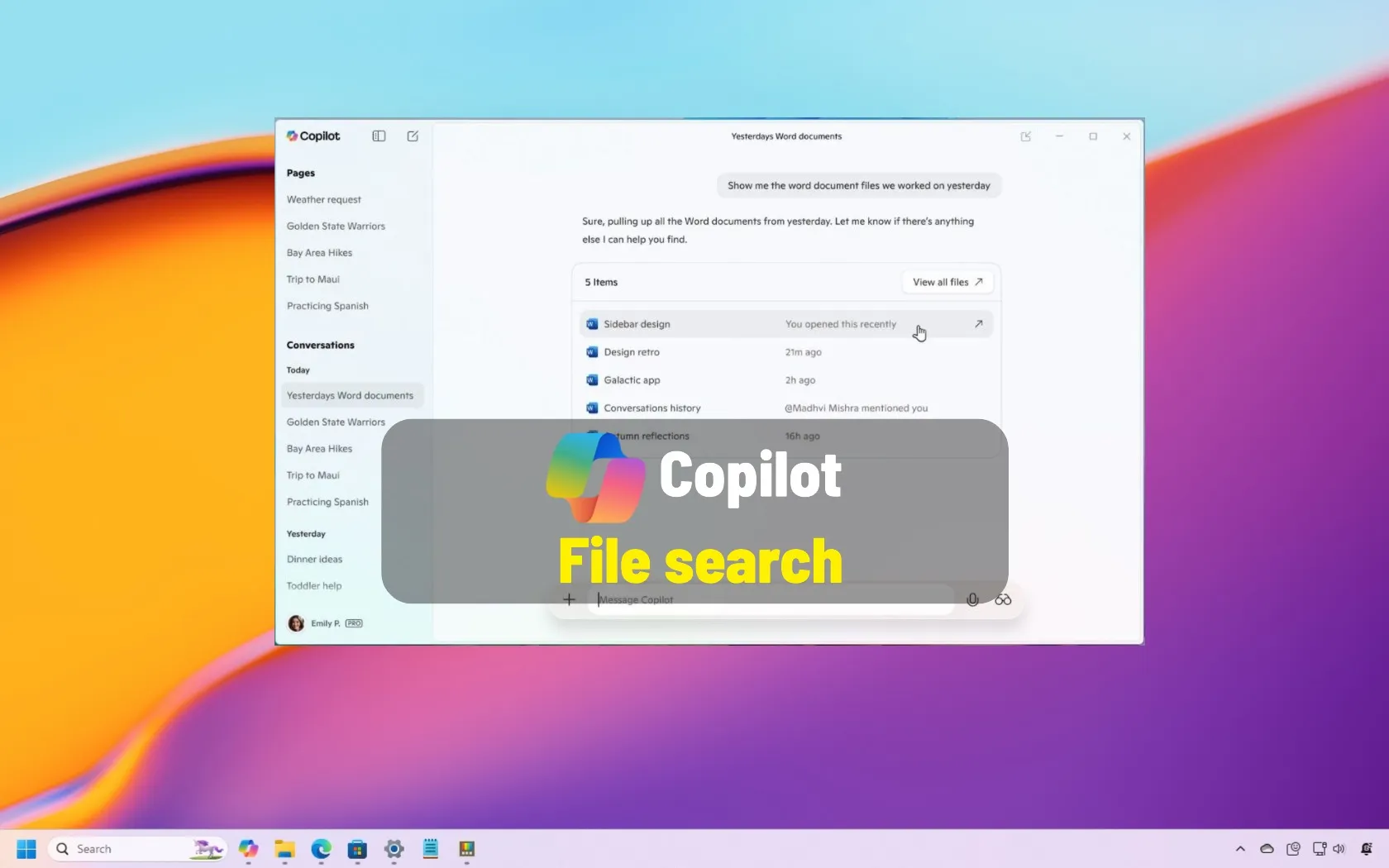 Cómo buscar en sus archivos usando Microsoft Copilot en Windows 11