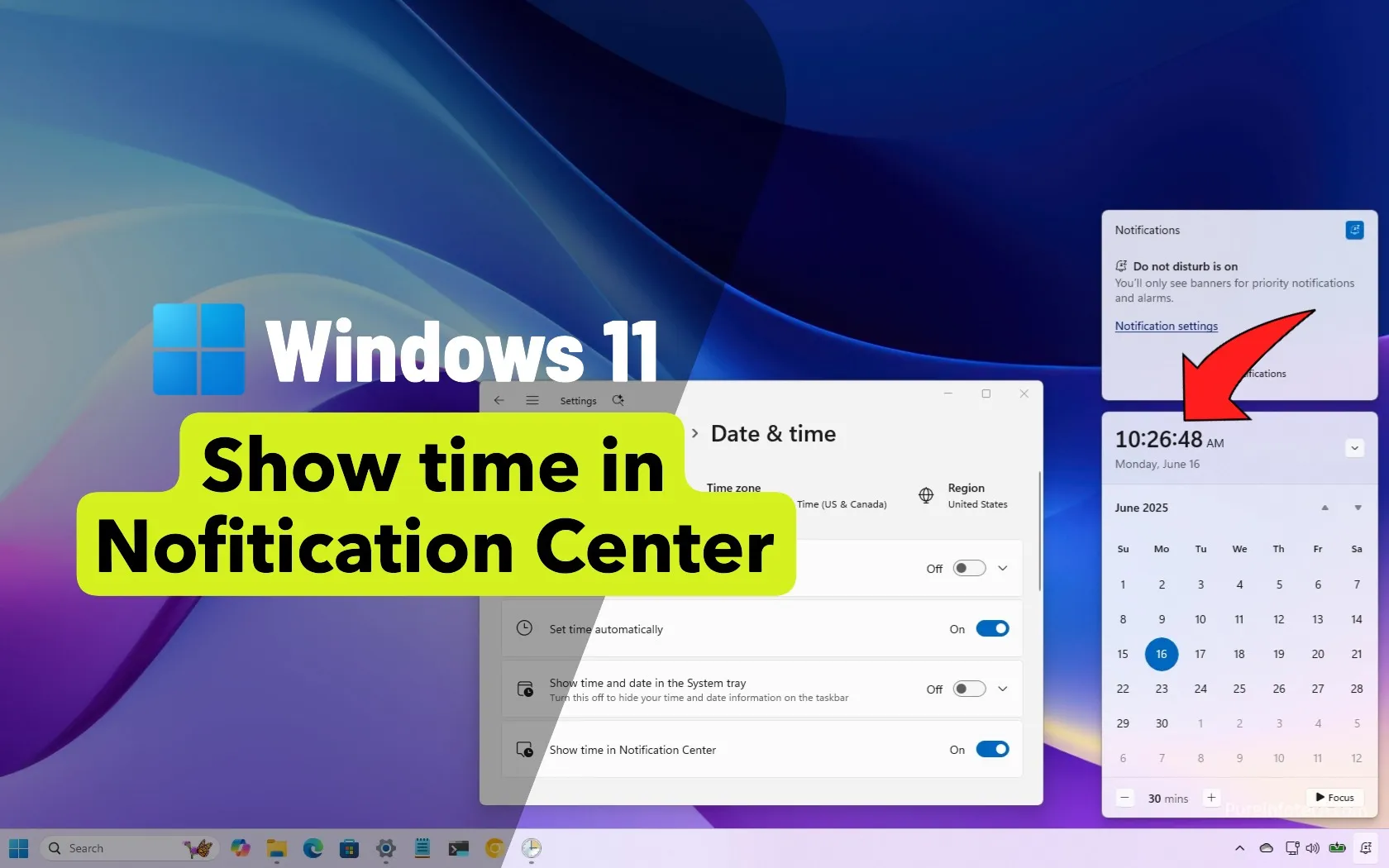 Cómo mostrar la hora en el Centro de notificaciones en Windows 11 ...