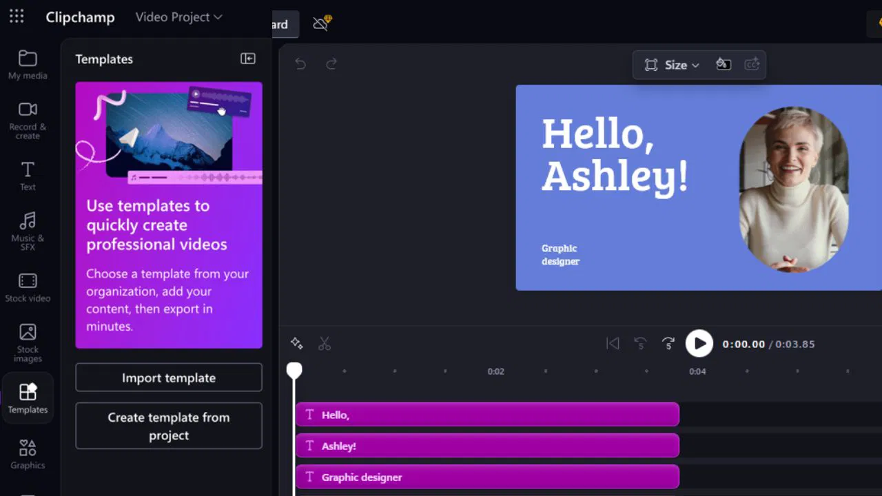 Use ClipChamp para las plantillas de video del trabajo para ahorrar tiempo creando videos