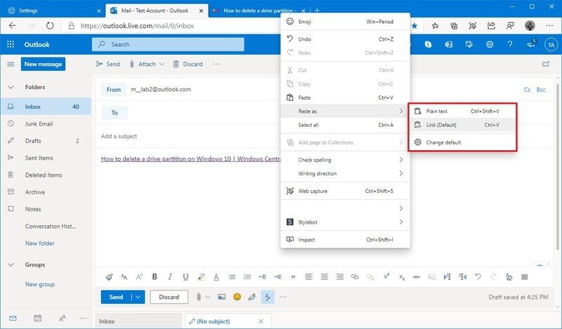Cómo administrar el comportamiento de pegado de URL en Microsoft Edge