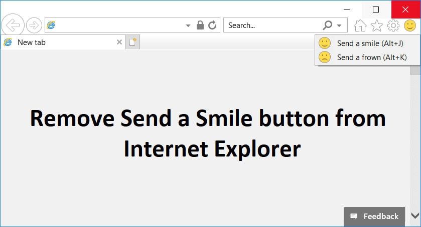 Fjern Send et smil-knappen fra Internet Explorer