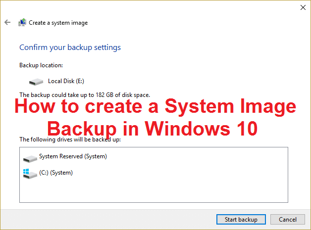 Hvordan lage en sikkerhetskopi av systembilde i Windows 10