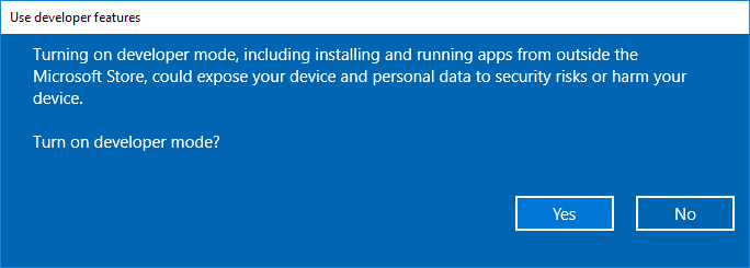 Habilitar o deshabilitar el modo de desarrollador en Windows 10