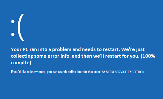 Fiks SYSTEM_SERVICE_EXCEPTION (xxxx.sys) Blue Screen of Death-feil