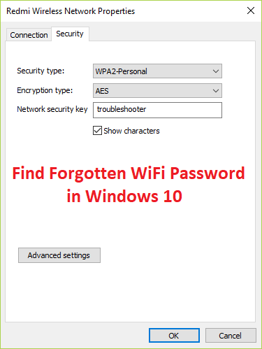 Finn glemt WiFi-passord i Windows 10