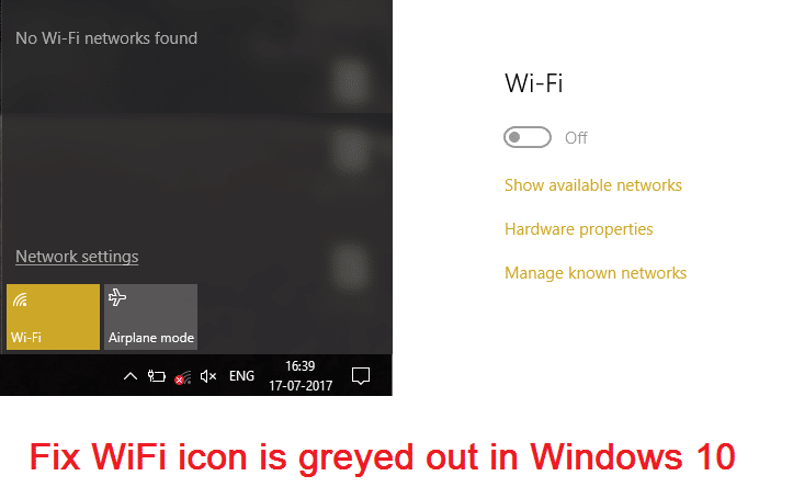 Fix WiFi-ikonet er nedtonet i Windows 10