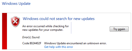 Løs Windows Update-feil 8024402F