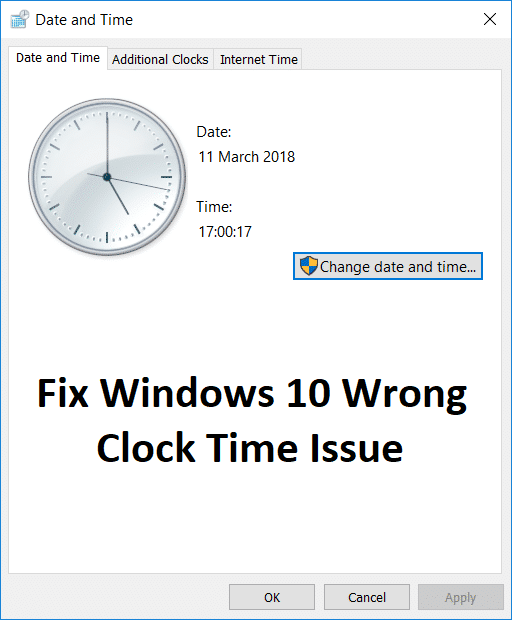 Løs problemet med feiltidsklokke i Windows 10