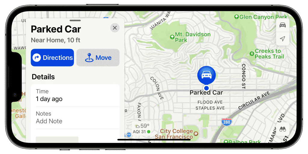Slik sporer du plasseringen til en parkert bil på iPhone