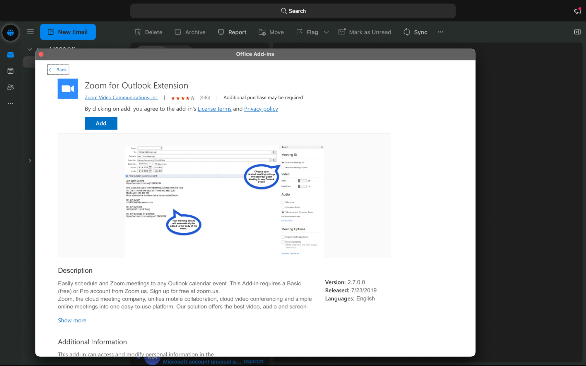 Add zoom to Outlook, step-by-step.