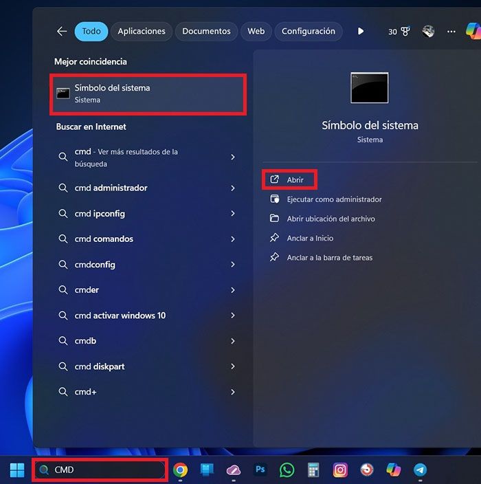 Abrir CMD en Windows 11