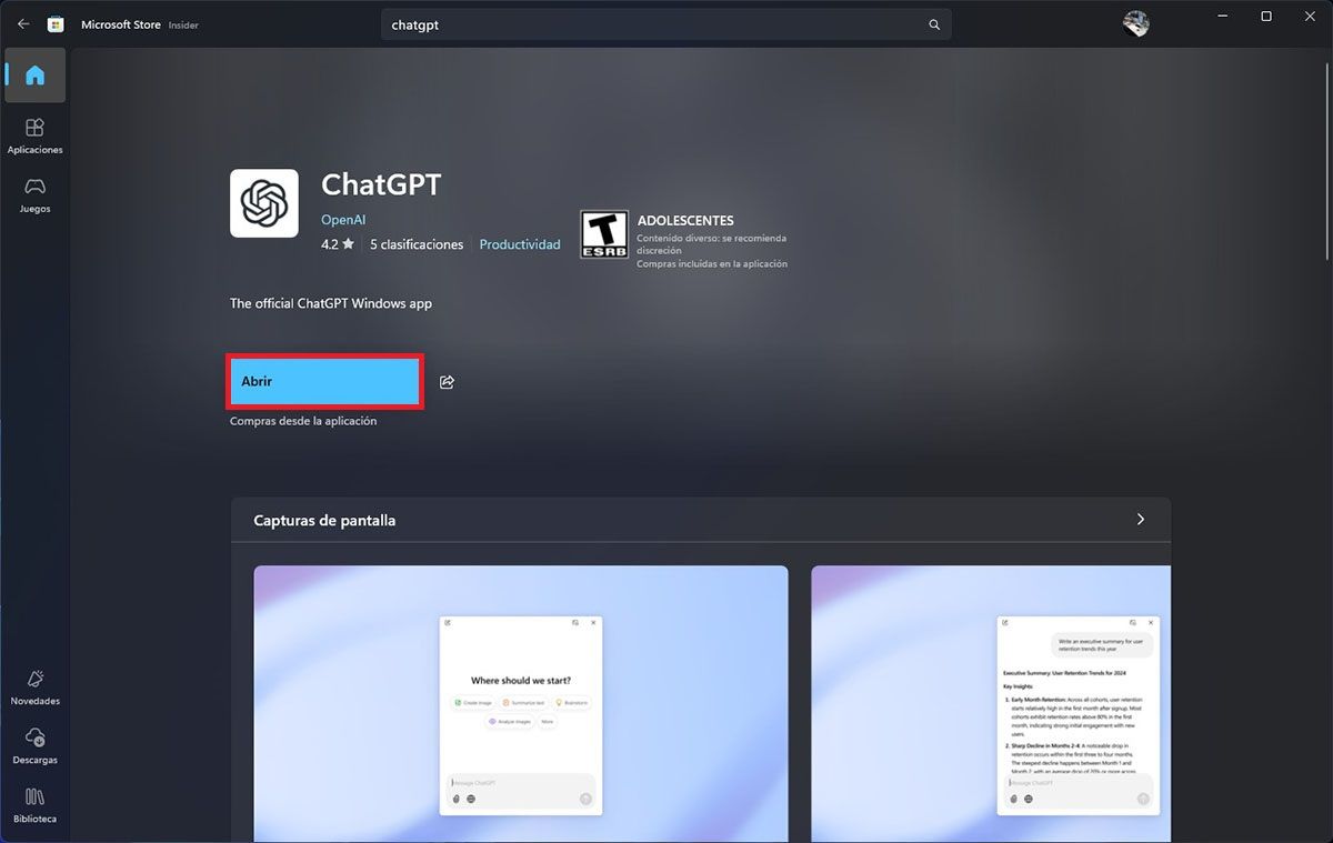 Abrir ChatGPT en Windows 11