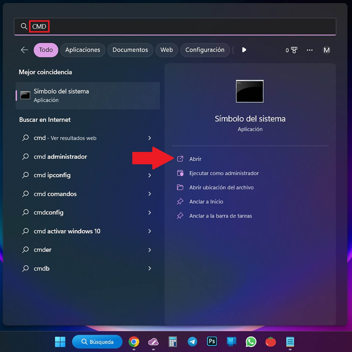 Abrir el Simbolo del Sistema de Windows 11