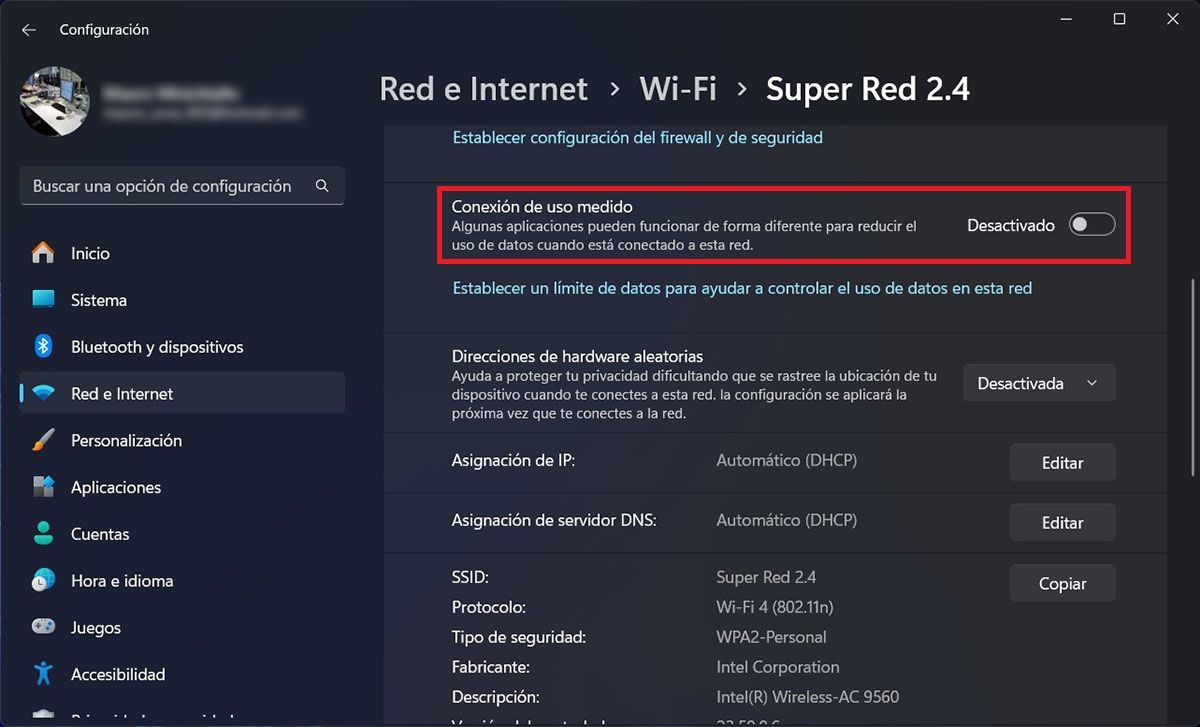 Activar consumo medido de Internet WiFi