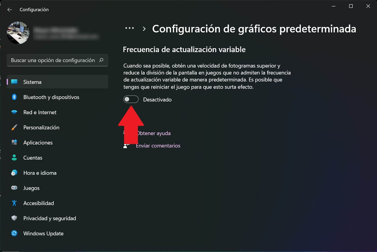 Activar la frecuencia de actualizacion variable en Windows 11