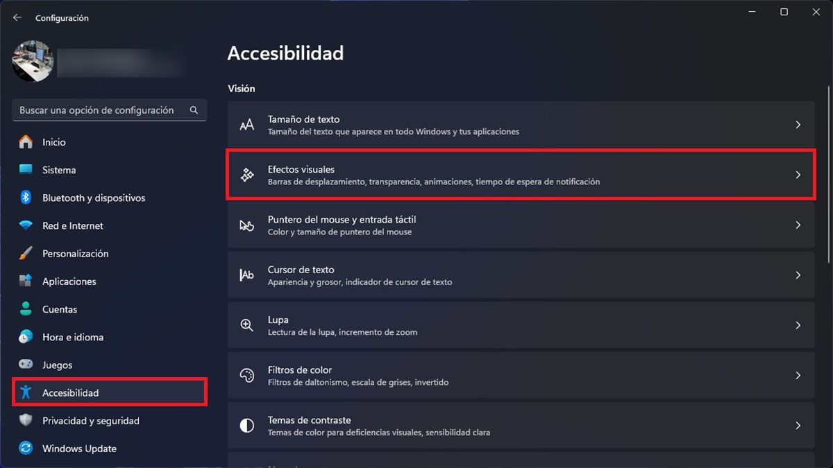 Ajustes visuales de Windows 11