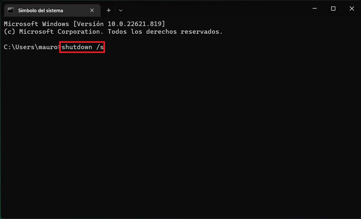 Apagar Windows 11 por medio de un comando en CMD