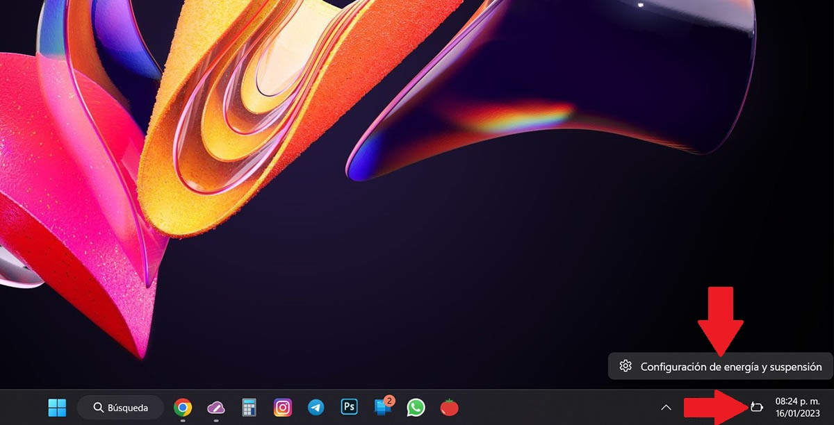Configuracion de energia y suspension en Windows 11