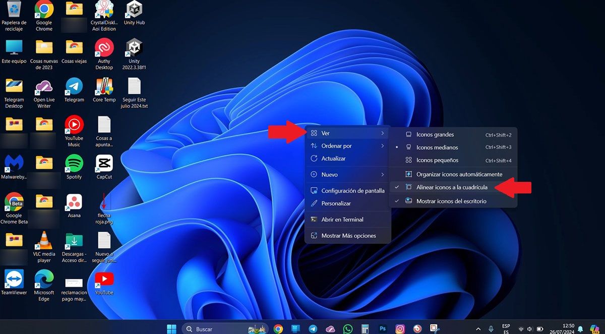 Desactivar alineacion de iconos Windows 11