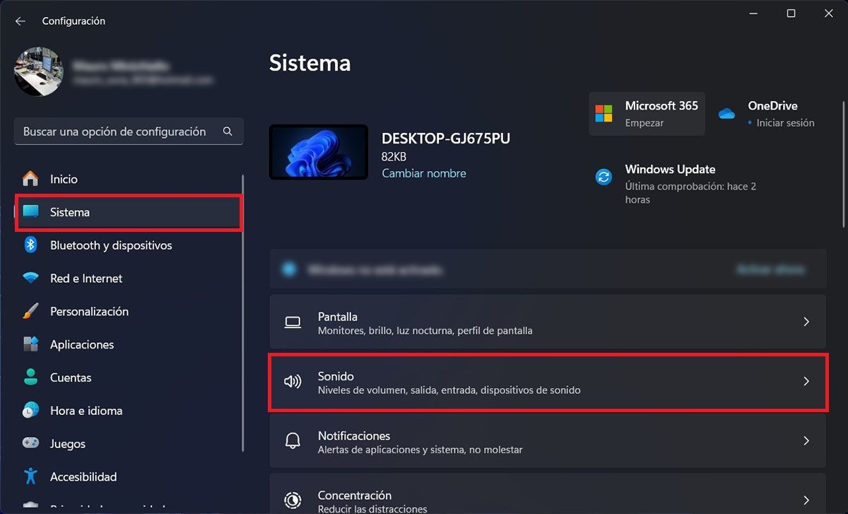 Entrar en las opciones de sonido de Windows 1