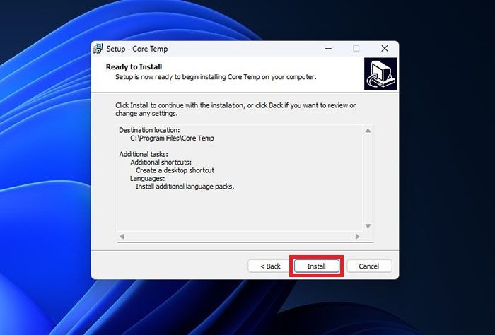 Instalar Core Temp en Windows 11