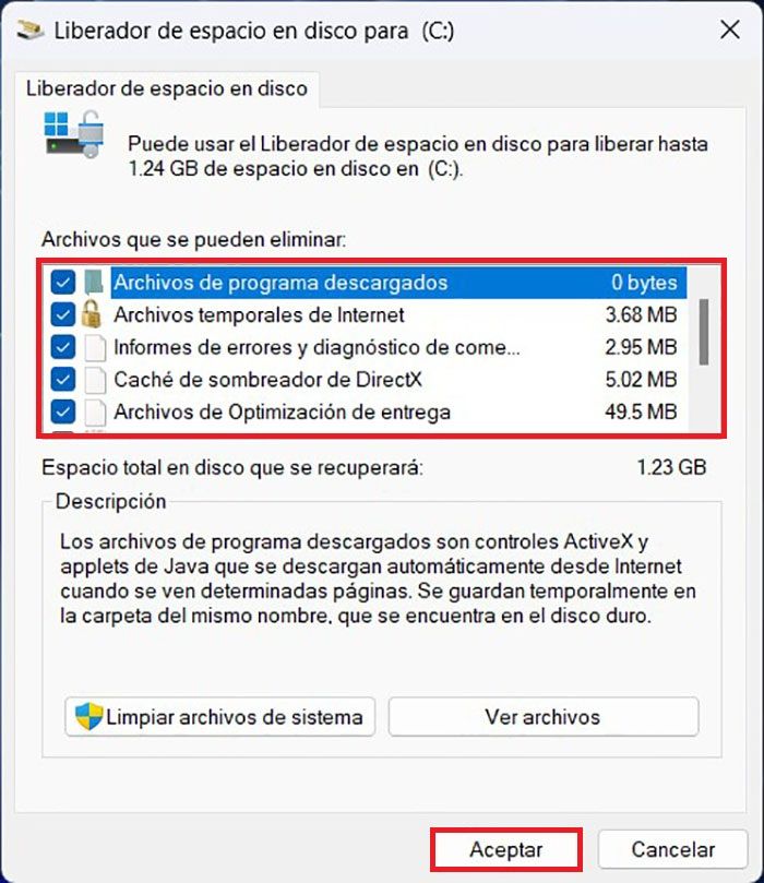 Liberar espacio en disco Windows 11