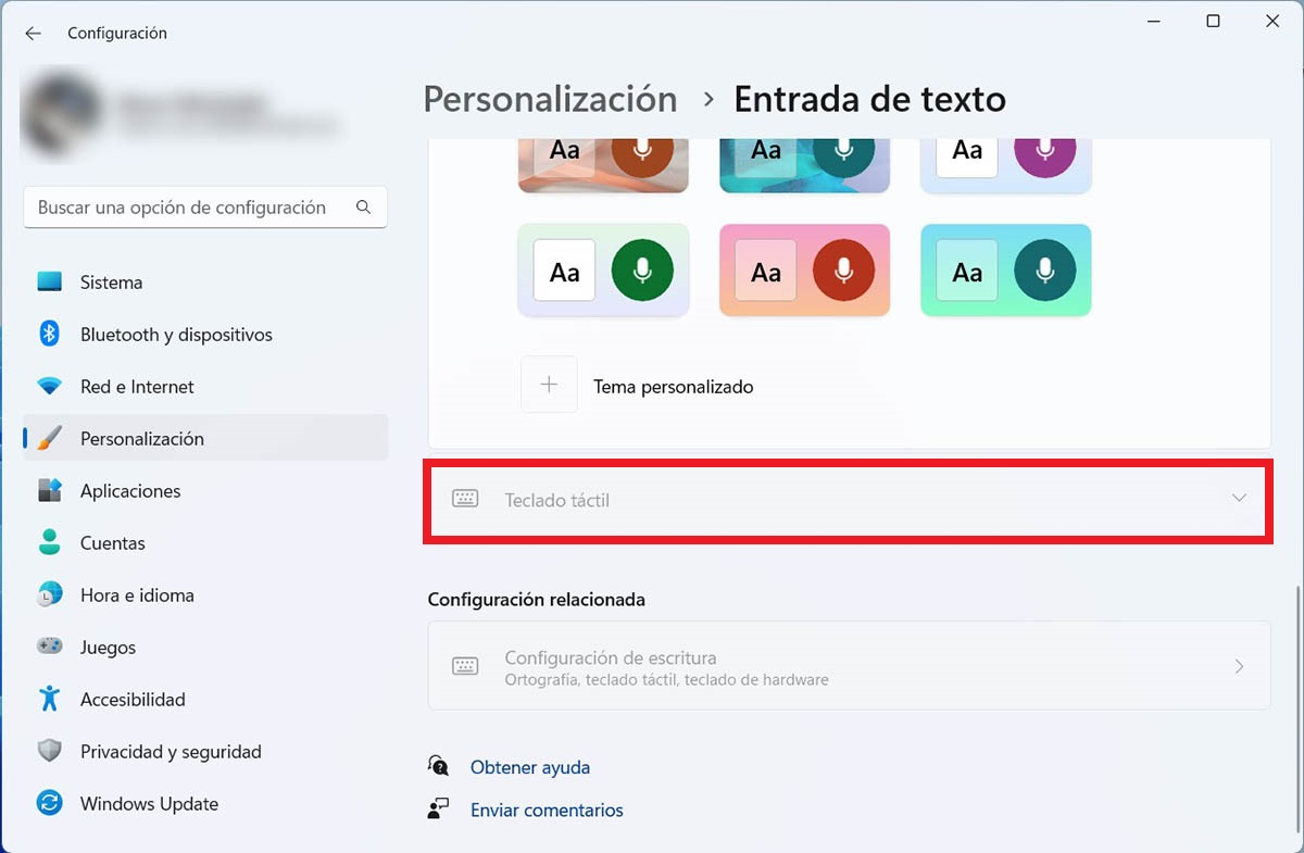 Personalizar el teclado tactil en Windows 11