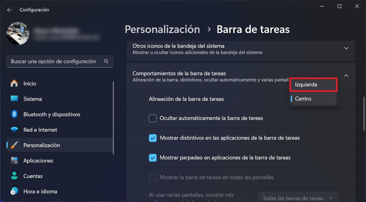 Poner barra de tareas a la izquierda Windows 11