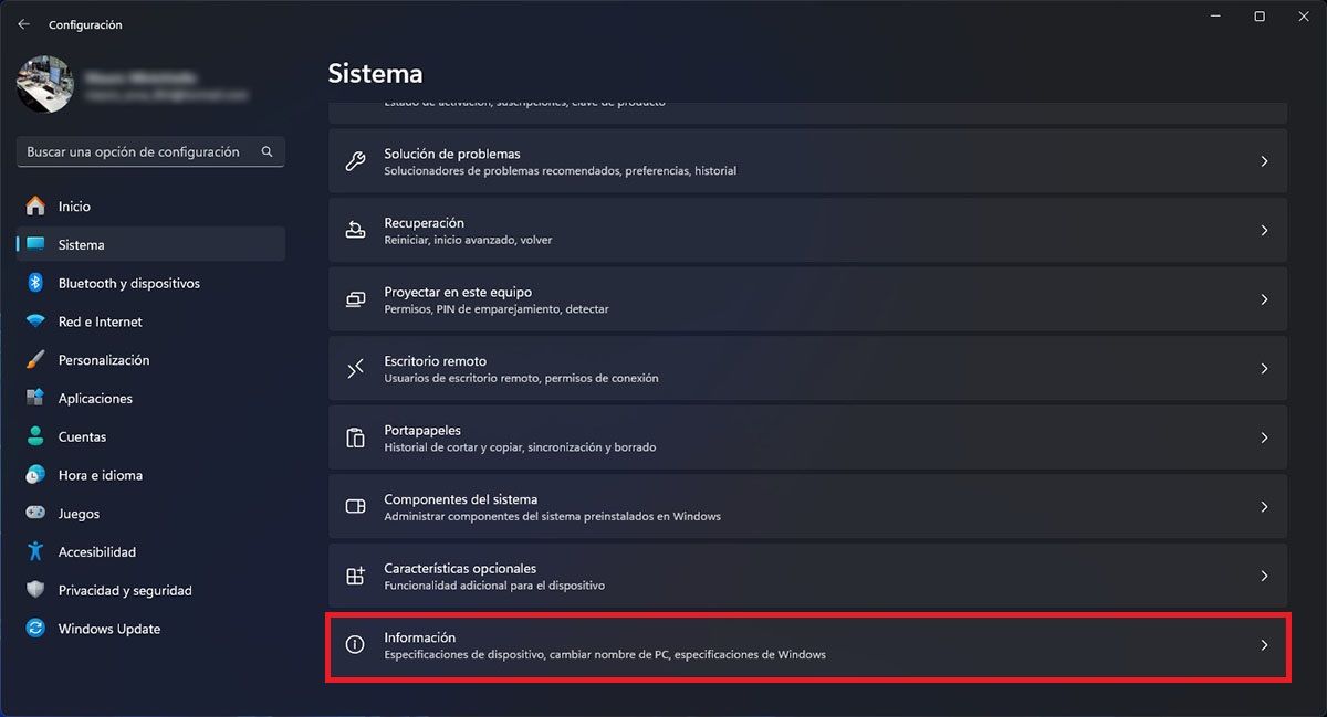 Ver la información del PC Windows 11