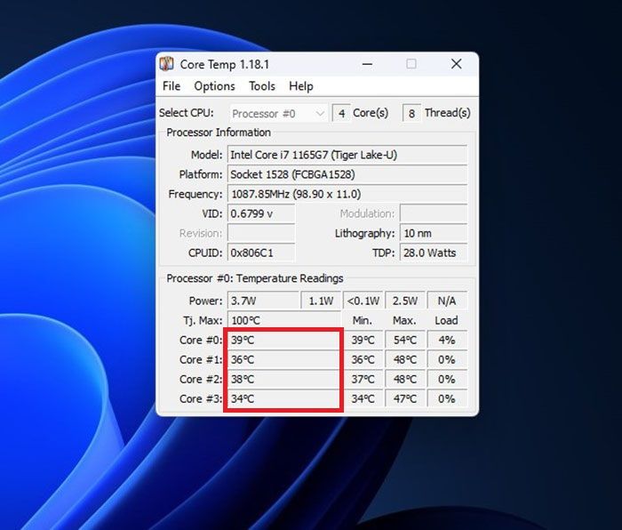 Ver la temperatura de mi CPU en Windows 11