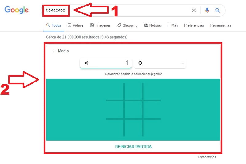 como jugar al tres en raya en google