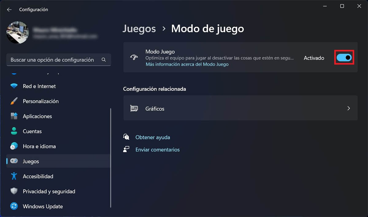 Desactivar Modo Juego Windows 11