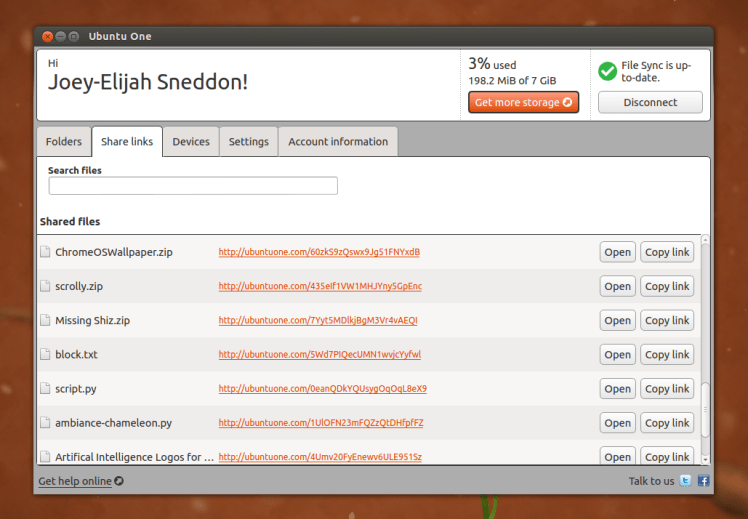 Enlaces compartidos de Ubuntu One en 12.10