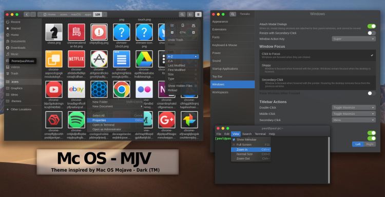 Tema macos mojave gtk para escritorios Linux