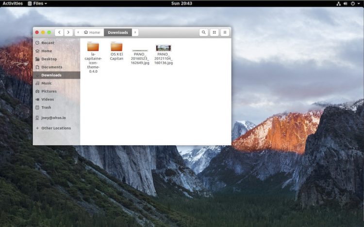 gnome shell con tema GNOME OS X II