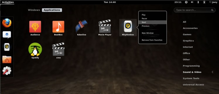 listas rápidas en la extensión gnome shell